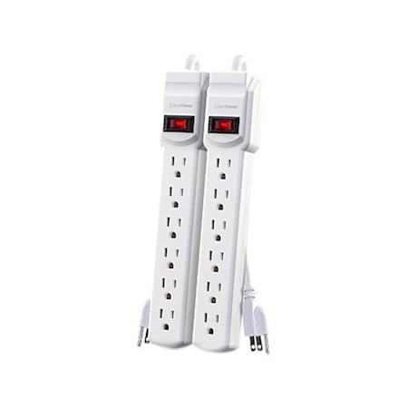 Maxpower Power Strip, 5-15R, 5-15P, 2 ft, White, 2 PK MA325647